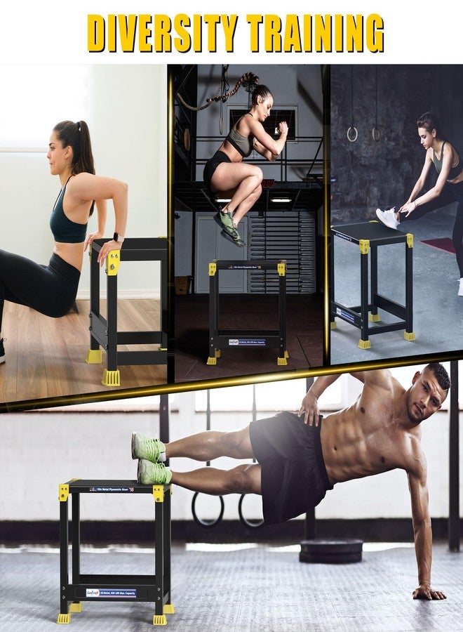 GanFindX Steel Plyo Box 12/18 Inch Surface Metal Plyometric Jumping Box Home Gym Jump Trainer for Fitness Exercise Agility Stamina Conditioning Strength Training and Dumbbell Rack (18''Black) - Image 2